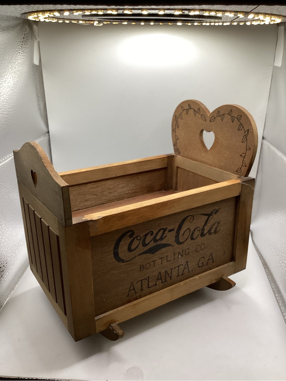 Coca Cola Wooden Cradle with Heart Cutouts – Franklin mint